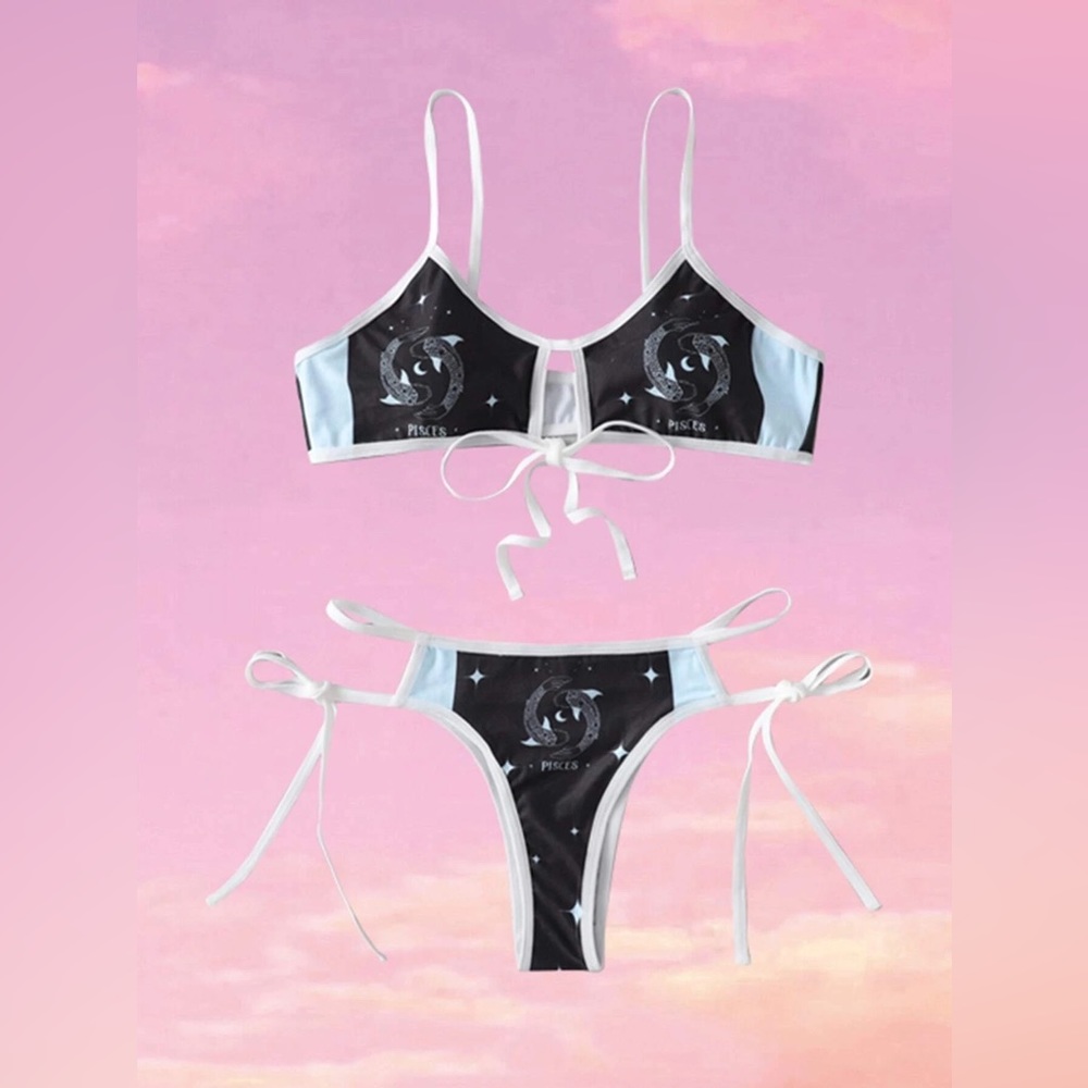 NWOT ROMWE Pisces Constellation Print Tie Side Lingerie Set!
